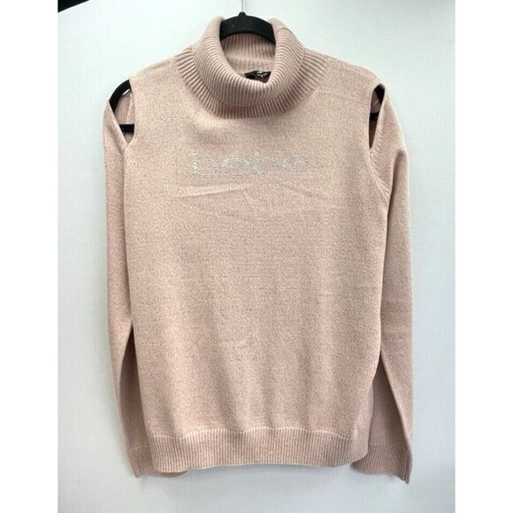 BEBE Women's  Sexy Pink Cold Shoulder  Sweater Sz XL - Picture 1 of 10